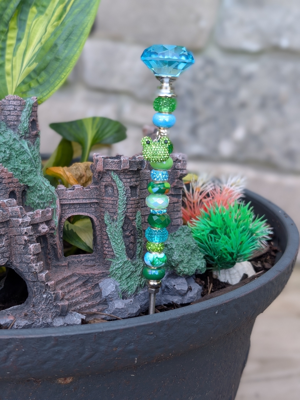 Handmade Fairy Wand/Plants/Garden Stake W/Frog Charm 🐸
